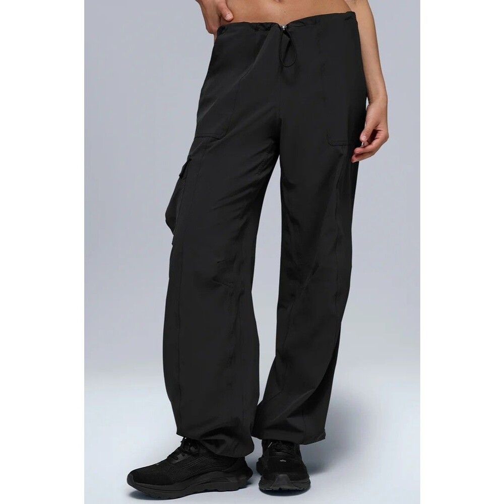 ALO YOGA Women's EEUC black low rise Megastar Cargo Pant baggy cinch - XS